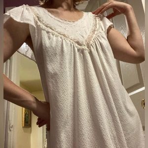 Vintage White Cottony Barbizon Nightgown - Fits Like Medium